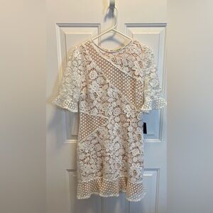 Lulus White Lace Short Sleeve Mini Dress